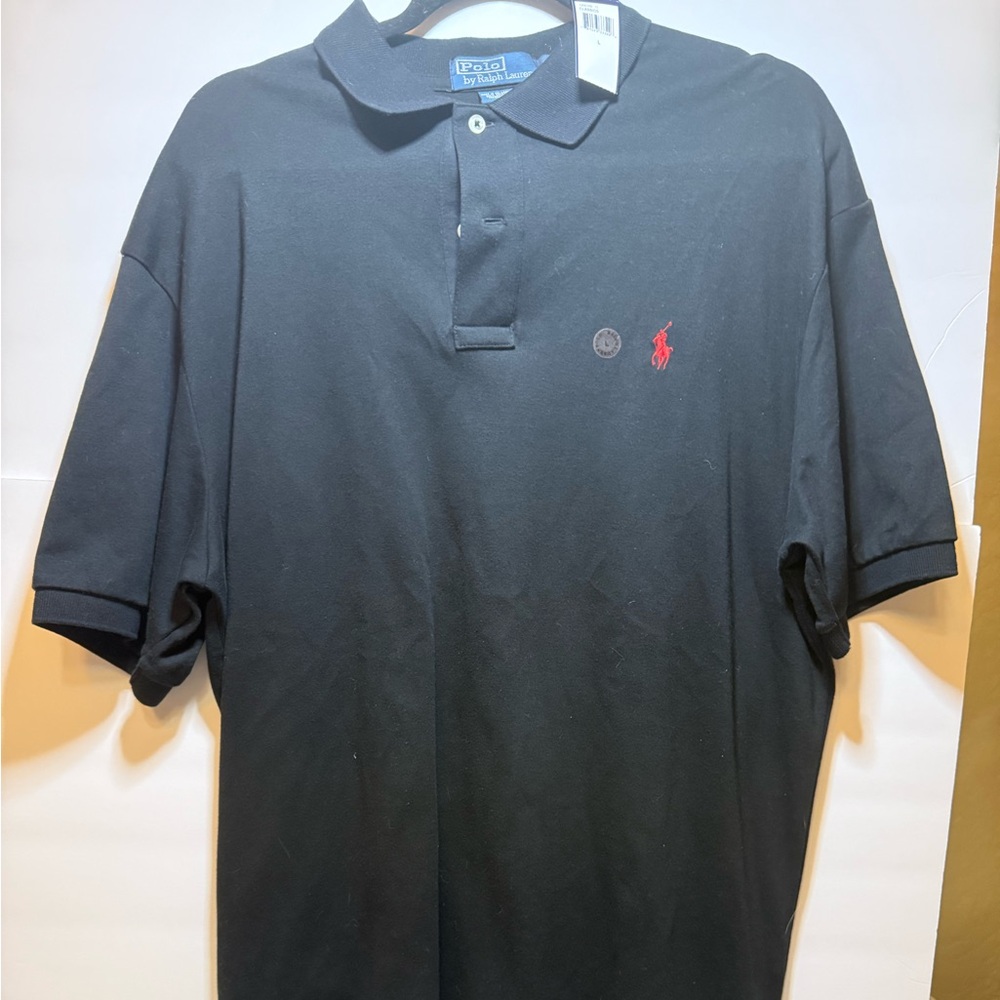 Ralph Lauren Black Polo with Red Pony New size Large Classic Fit Soft Cotton